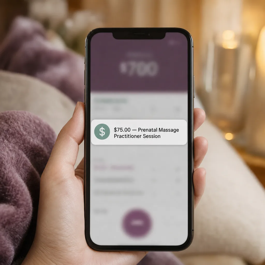 Your first paid session: payment received on the reader's phone